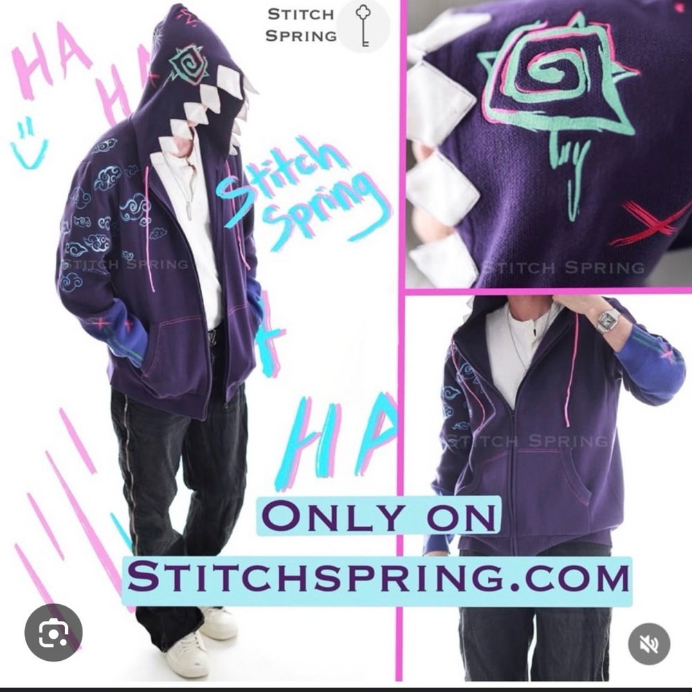 Stitch Spring Shark Hoodie (Jinx from Arcane)